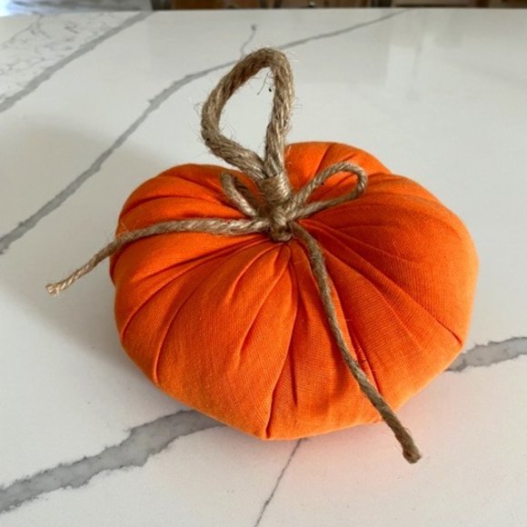 Handcrafted Orange Fabric Pumpkin - Picture 1 of 4